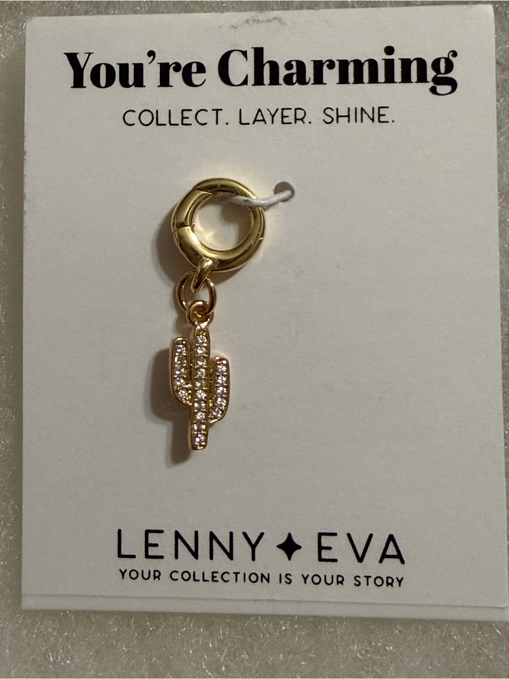 Lenny & Eva Gold Pave Cactus Charm Pendant